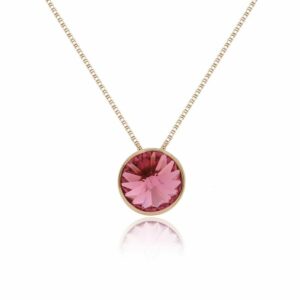 COLLAR CON COLGANTE REDONDO ROSA